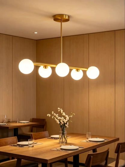 OUDELADILong dining table pendant lights Brass Lighting fixtures living room Restaurant  Kitchen Island Glass ball Chandelier