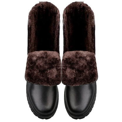 Winter Boots US Combat Boots TrendBoots Plus Velvet Men Boots Genuine Leather Snow Boots Side Zipper Motorcycle Boots High