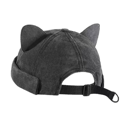 Unisex Cat Ears Wash Landlord Caps Spring and Autumn Adjustable Melon Skin Hats Literary Hip Hop Hat Painter Cap