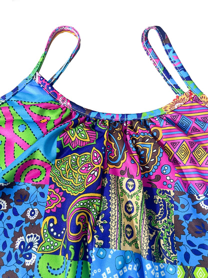 Women's Vibrant Paisley Pattern Sleeveless Jumpsuit for Spring/Summer Casual Wear