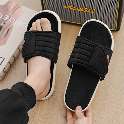 Fashion Men's Slippers Suede Cloth Non-Slip Casual Sandals Platform Soft Home Shoes Indoor Slides Outdoor Beach Shoes Flip-flop