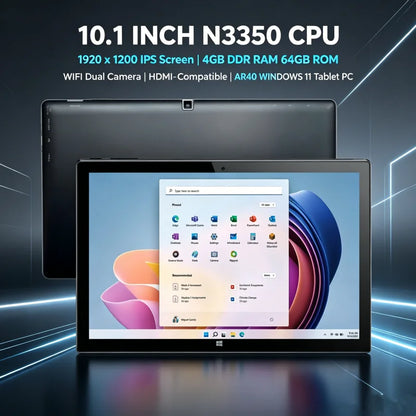 10.1 INCH 4GB DDR RAM 64GB ROM WINDOWS 11 Tablet PC AR40 N3350 CPU 1920 X 1200 IPS HDMI-Compatible WIFI Quad Core
