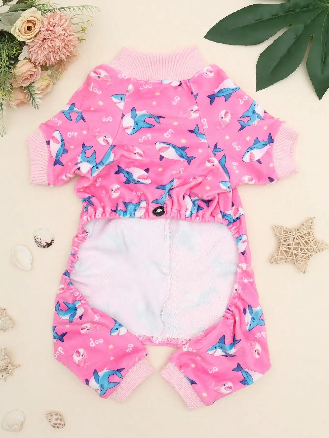 1pc Three-Dimensional Shark Fins Dog Clothes Cute Shark Print Pet Four-Legged Clothes For Dogs Autumn And Winter Warm Jumpsuits