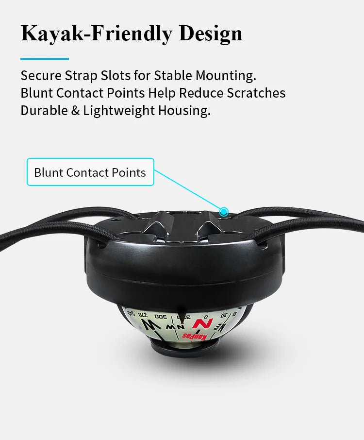 KANPAS Kayak Compass, Luminous Marine Compass for Boat Canoe SUP Jet Ski, Battery-Free Night Reading Navigation Compass V-55K