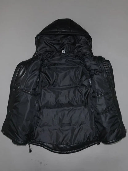 Women Winter Thick Warm Natural Sheepskin Down Jacket Casual Hooded Windproof Overcoat Loose Fit Genuine Leather Jacket Coats