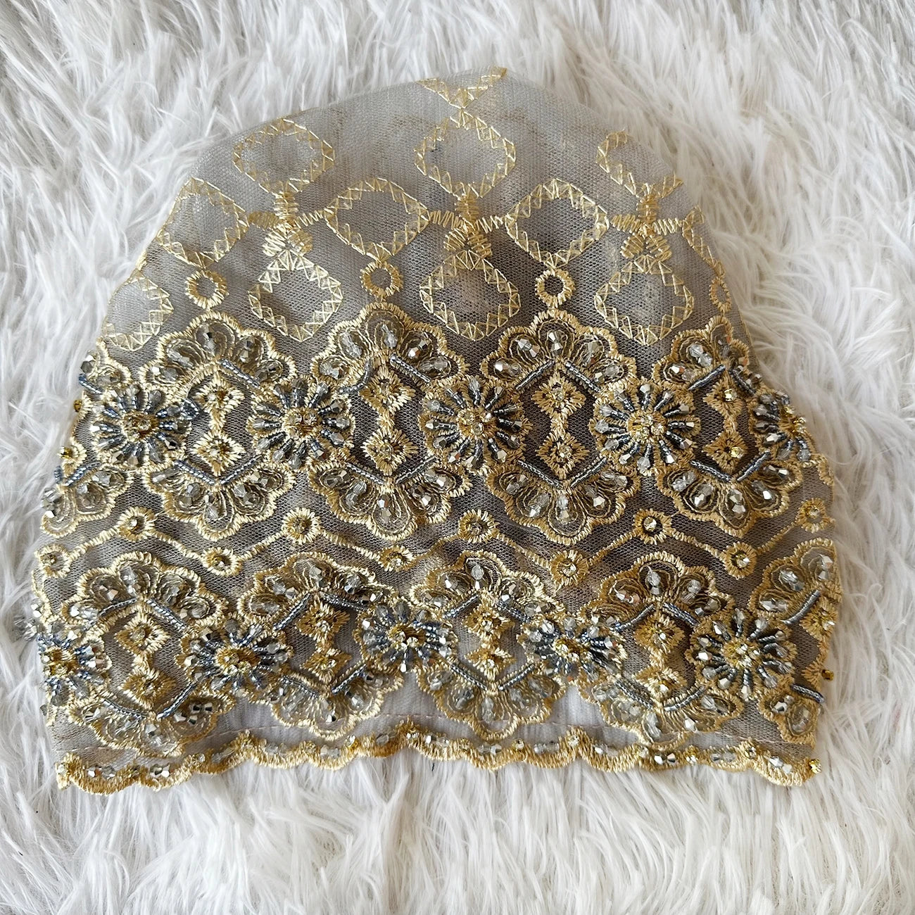 High Quality Lace handcrafted Beaded Turban Hat Female Head Wraps Caps Muslim Women Headscarf Bonnet Ready to Wear Inner Hijabs