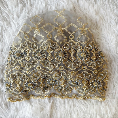 High Quality Lace handcrafted Beaded Turban Hat Female Head Wraps Caps Muslim Women Headscarf Bonnet Ready to Wear Inner Hijabs