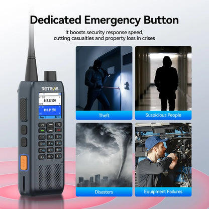 Retevis C63 UHF Walkie Talkie Portable 5W Long-lasting Battery Communication Radio LCD Screen TypeC Emergency for Hotel Security