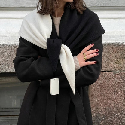 Women Sided Color Knitted Triangle Scarf Fashion Wool Turban Shawl Light Neck Wrap Multi-purpose for Daily and Travel Outfits