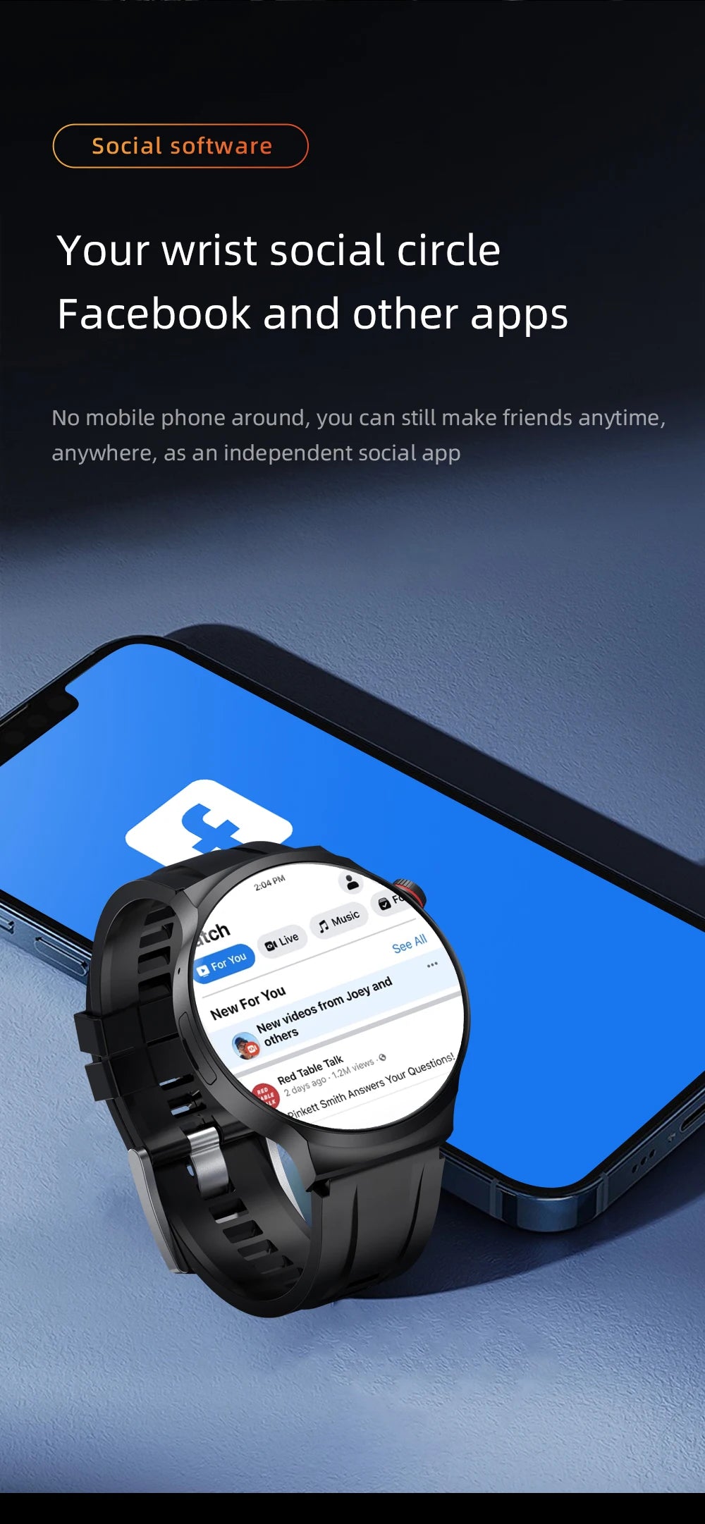 1.98-inch Amoled large Screen Smartwatch Android 13.0 Smart Watch Men With 210° Rotating Camera GPS Position WIFI Sim Card Slot