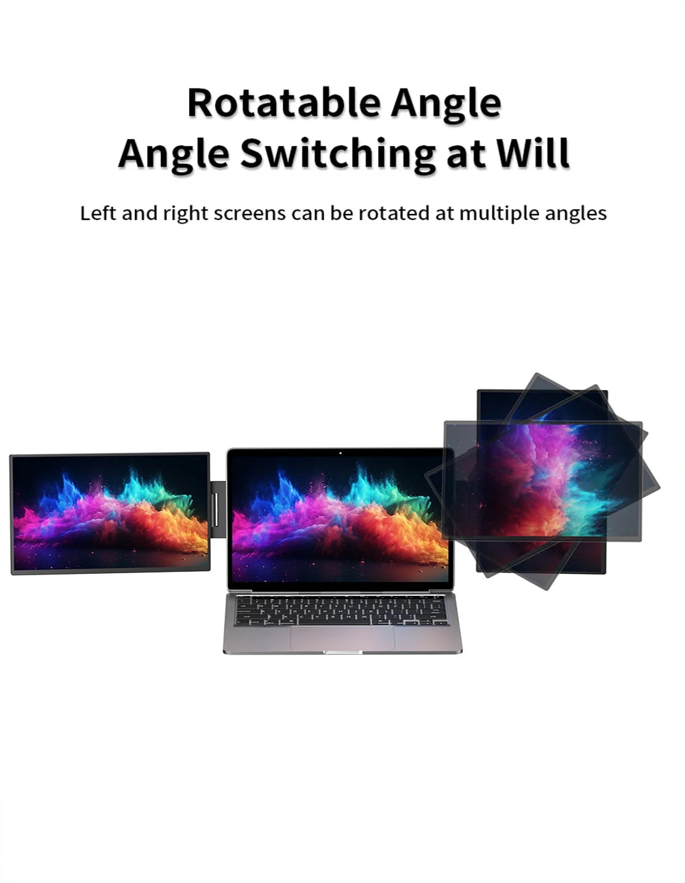 SIBOLAN 16" 2.5k Portable Dual Laptop Monitor 14" Optional 16:10 HDR 2560*1600P UHD Triple Folding Display for Laptop Windows