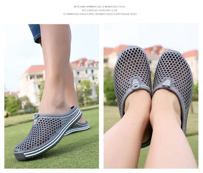 Men Shoes 2024 Beach Slippers Unisex Hollow Out Casual Women Beach Sandal Flip Flops Shoes Non-slip Size 36-45 Mens Slippers
