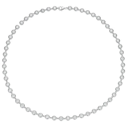 FEOBUR 3mm Round Moissanite Tennis Necklace for Women Certified S925 Sterling Silver Bubble Diamond Choker High Quality Jewelry