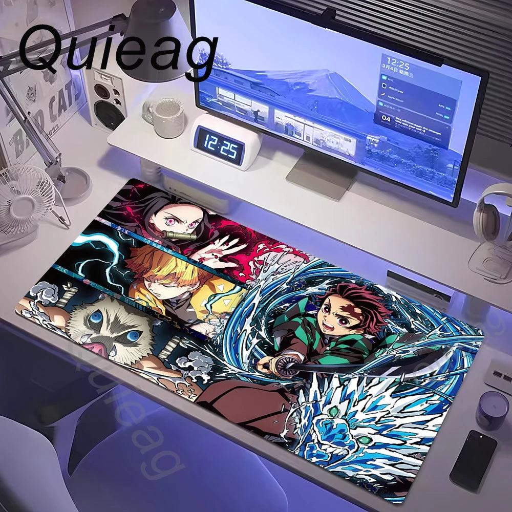 Anime Large Mouse Pad Demon Slayer Nezuko Cute Mousepads Kawaii Table Mats Office Accessories Deskmat Rubbe Lockedge Mouse Mat