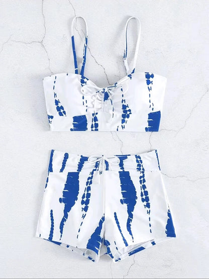 Drawstring Front Shorts Bikinis 2026 High Waist Swimsuit Women Swimwear Female Bathers Bathing Swimming Swim Suit Beachwear