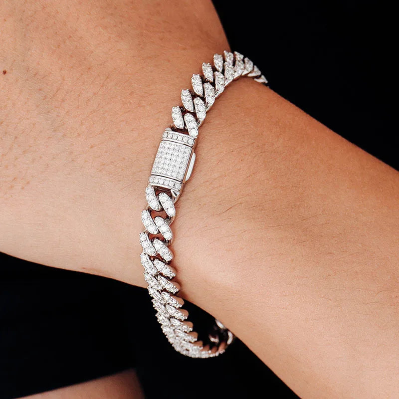 8mm Real Moissanite Cuban Link Necklace Bracelet for Men Women 925 Sterling Silver Lab Diamond Neck Chains Hip Hop Jewelry GRA