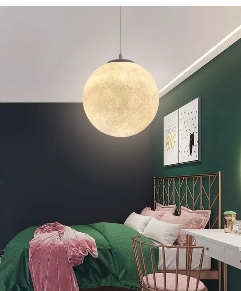 Nordic Moon Led Pendant Lights for Living Room Dining Bedroom Home Decorations Chandelier Cafe Restaurant Hanging Lamp Luminaire