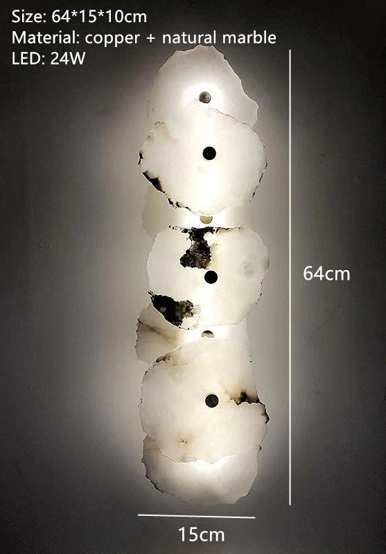 Natural Marble LED Wall Lamp Copper Luxury Novelty Lighting Sconce For Bedroom Living Dining Room Wall Decor Modern Art Design