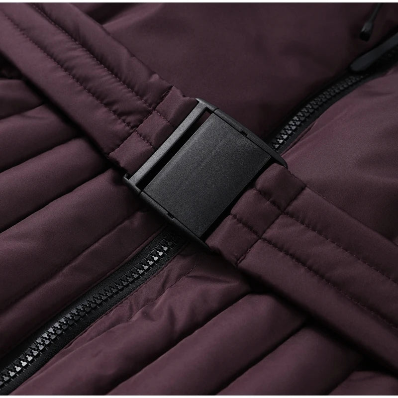 Women's Chic White Hooded Ski Jumpsuit with Waist Belt Warm Snowproof One-Piece Snow Wear Winter Sports Fashion Lady Snowsuit