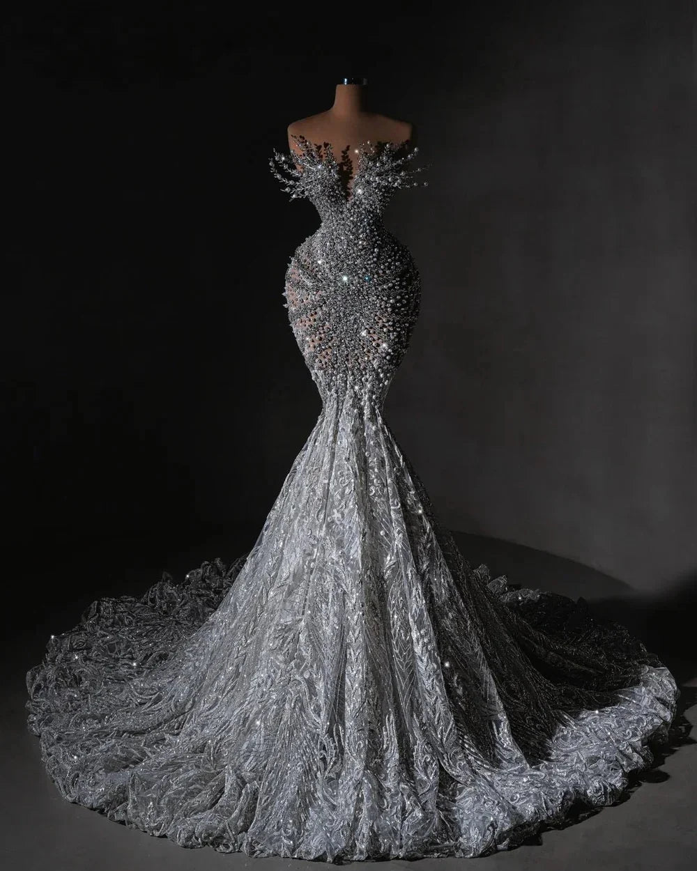 Gray Long Prom Dresses Sweetheart Lace Pearls Saudi Arabia Dubai Robe De Soiree Middle Eastern Evening Dress Gown Customized