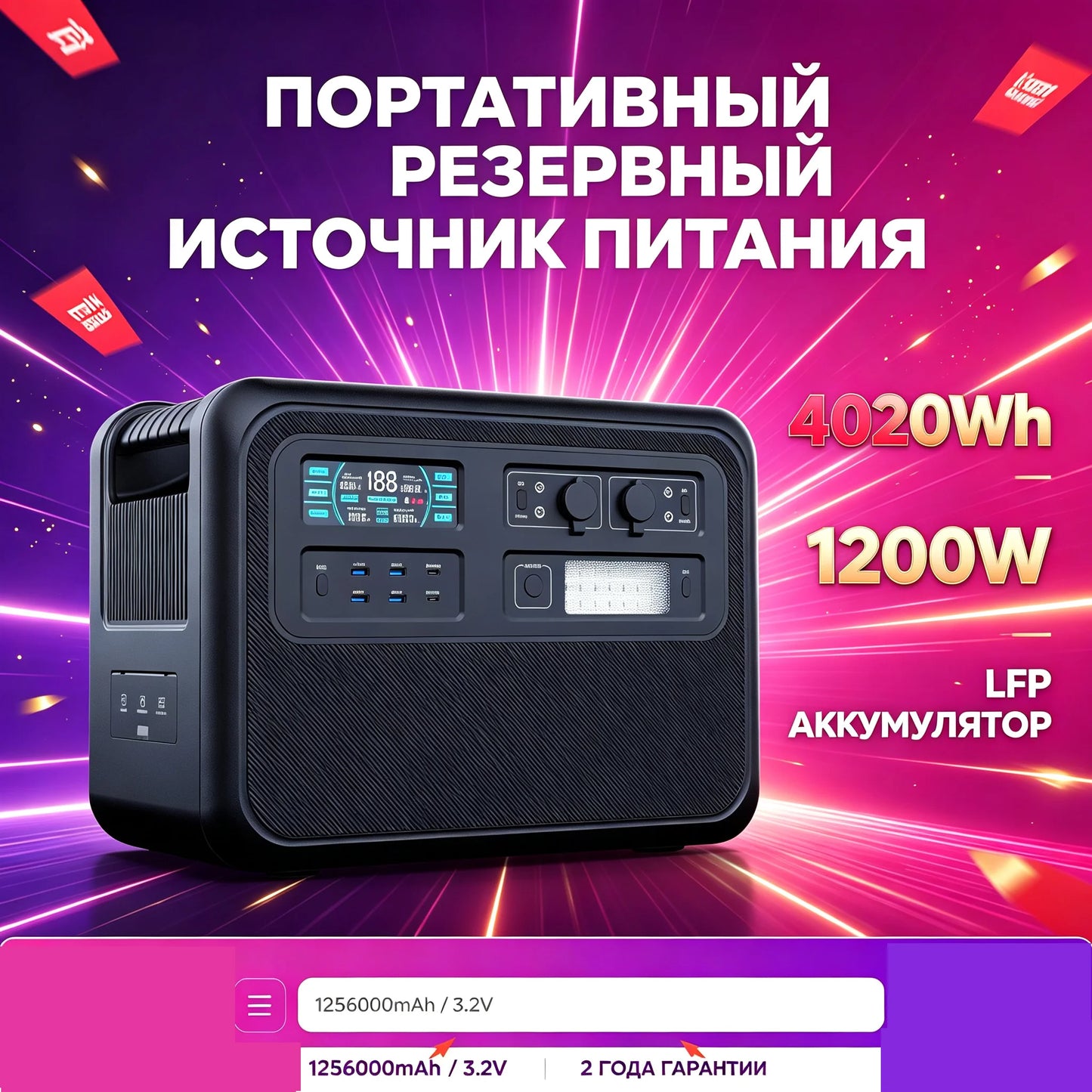 4020WH 1200W Portable Power Station 902WH 1000W Lifepo4 Battery Pure Sinve Wave Solar Generator for Emergency Power Supply