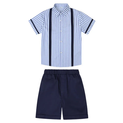 3 Pcs/set British Style Children Summer School Uniform Student Girl Pleated Skirts JK Suit Boys Shirt Shorts Performance Costume