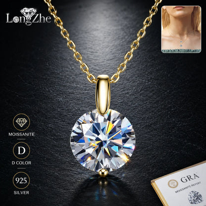 LongZhe S925 Silver Moissanite Mermaid Tear Necklace 1CT 2CT D Color GRA Certificate Diamond Tester Passed Fine Jewelry Gift