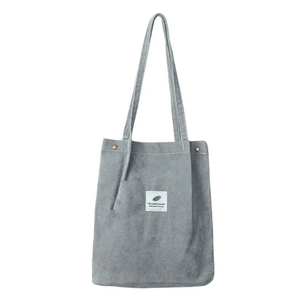 Corduroy Bag Handbags for Women Shoulder Bags Female Soft Environmental Storage Reusable Girls Small and Large Shopper Totes Bag
