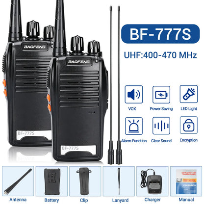 Baofeng BF-777S 5W UHF 400-470MHz Walkie Talkie 16CH 1500mAh Lithium Battery Long Range Two Way Radio for Construction Hotel