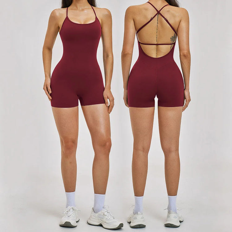Yoga Jumpsuits Women's Gym Clothing  Beautiful Shockproof Back Set One-Piece Yoga Romper Fitness Workout Clothes Athletic Wear