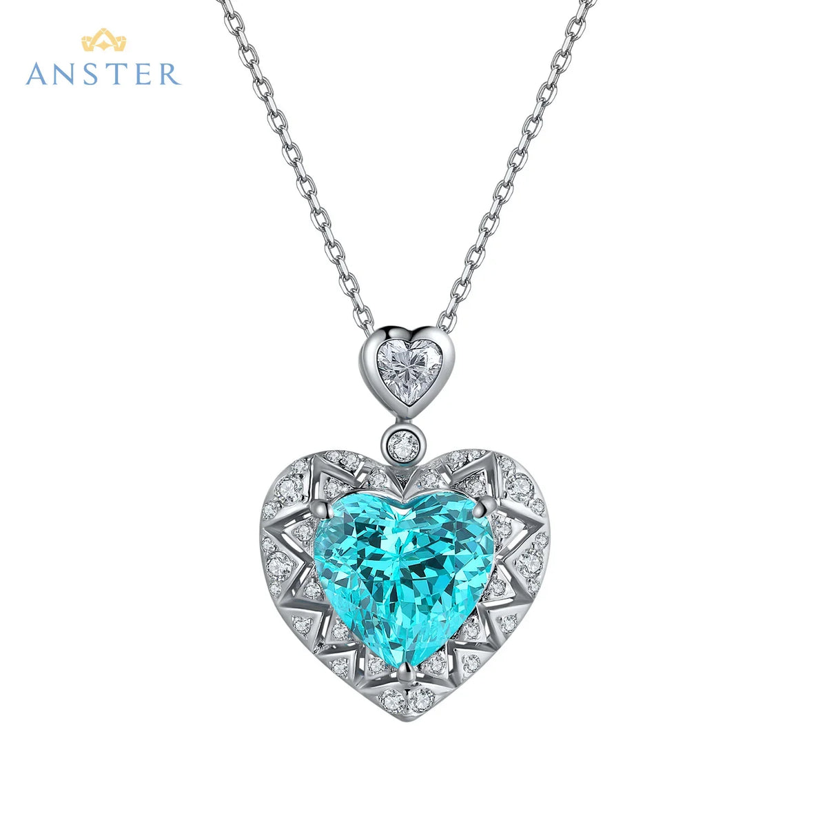 Women Diamonds Pendant Necklaces Charms 925 Silver Lab Paraiba Jewelry