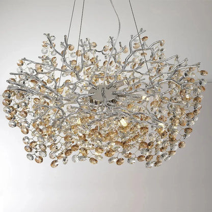 Chrome Crystal Branch Chandelier Light For Dining Living Room Kitchen Bedroom Round Crystal Ceiling Chandelier Peandant Lights