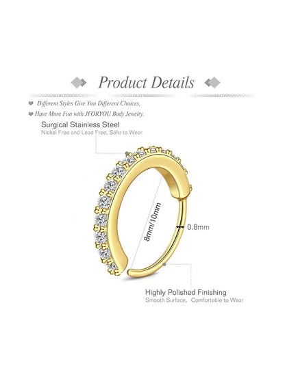 Rhinestone Nose Ring for Women Nasal Septum Daily Wear Body Jewelry Piercing Accessory Ladies Fashion Accessory