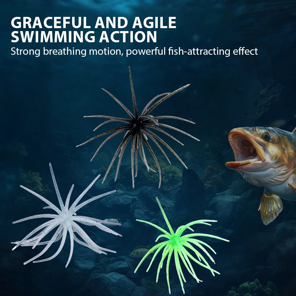 TREHOOK TPE Sea Urchin Soft Fishing Lure 9cm 4g 11cm 9g Silicone Bait for Bream Bass Pike Tilapia Winter Fishing