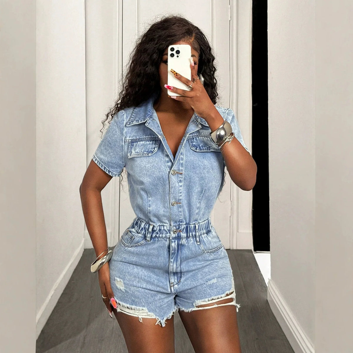 Jumpsuits Women Denim One Piece Shorts Overalls Short Pants Tight Waist Rompers Y2k Streetwear Jumpsuit Casual Work 2026 Summer
