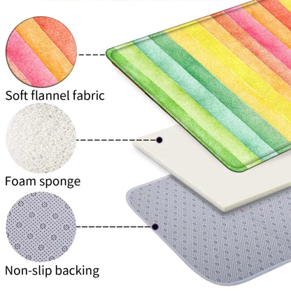 Watercolor Rainbow Stripe Kitchen Runner Rug, Non-Slip Washable Durable Mat for Kitchen, Laundry Room & Entryway