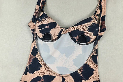 FAGADOER 2026 Sexy Leopard Print Bodycon Jumpsuits Women Fashion Spaghetti Strap Backless Rompers Streetwear Club Playsuits New