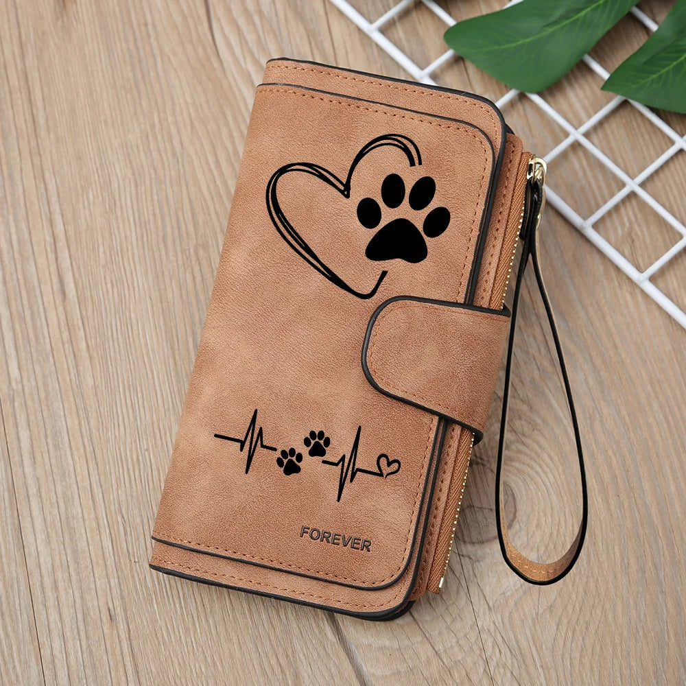 Heart-Shaped Animal Paw Butterfly Print Design Women Wallets Card Coin Wallet for Girls Purse ID Wallets Female Coin Purse Gift