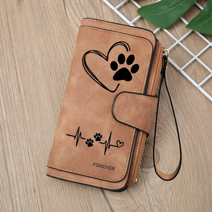 Heart-Shaped Animal Paw Butterfly Print Design Women Wallets Card Coin Wallet for Girls Purse ID Wallets Female Coin Purse Gift