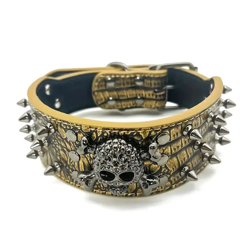 5CM Wide Spiked Studded Dog Collar Anti-Bite PU Leather Pet Collar for Large Dogs Pitbull Mastiff Pet Supplies Accessories