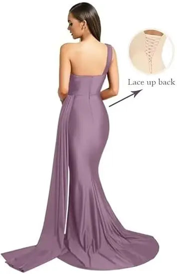 One Shoulder Mermaid Bridesmaid Dresses Corset Back Formal Evening Party Gowns 2026 Prom Graduation Dress Customized