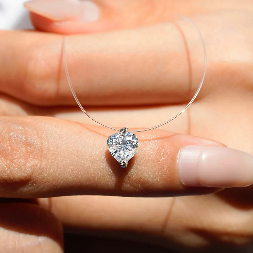 Moissanite Transparent Fishing Line for Women Mermaid Tears Necklace Creative Women's Moissanite Diamond Clavicle Chain