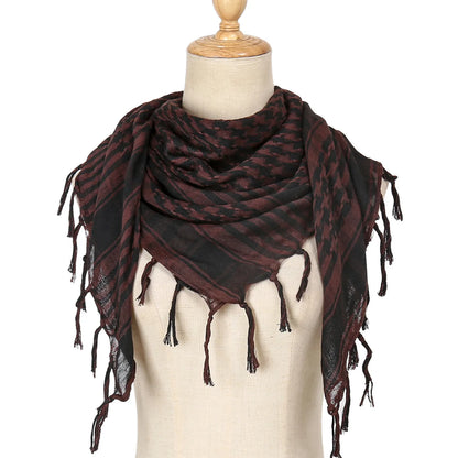 2024 New Plaid Hijab Scarf for Men and Women Arab Desert Headscarf Soft Tactical Hiking Scarves Unisex Turban Military Shawl