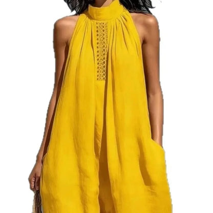 Women's 2026 Summer New Sleeveless Jumpsuit Casual Loose Wide Leg Pants Vacation Style Pockets Casual Jumpsuits Women Clothing