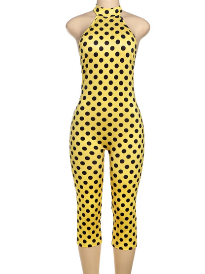 Kliou Colorful Print Playsuits Woman Bandage Halter Backless Skinny Peach Hip Female Midnight Club Party Sexy Fashion Rompers