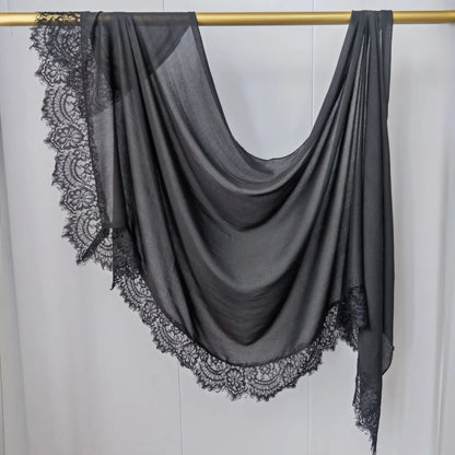 2026 New Rayon Cotton Modal Hijab Scarf Lace Splicing Turban Breathable Women Shawl Cotton Plain Scarf Headscarf Women Hijabs