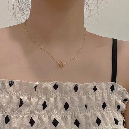 925 Sterling Silver Interlocking Diamond Necklace Light Luxury Double Ring Zircon Pendant Collarbone Chain Simple Jewelry
