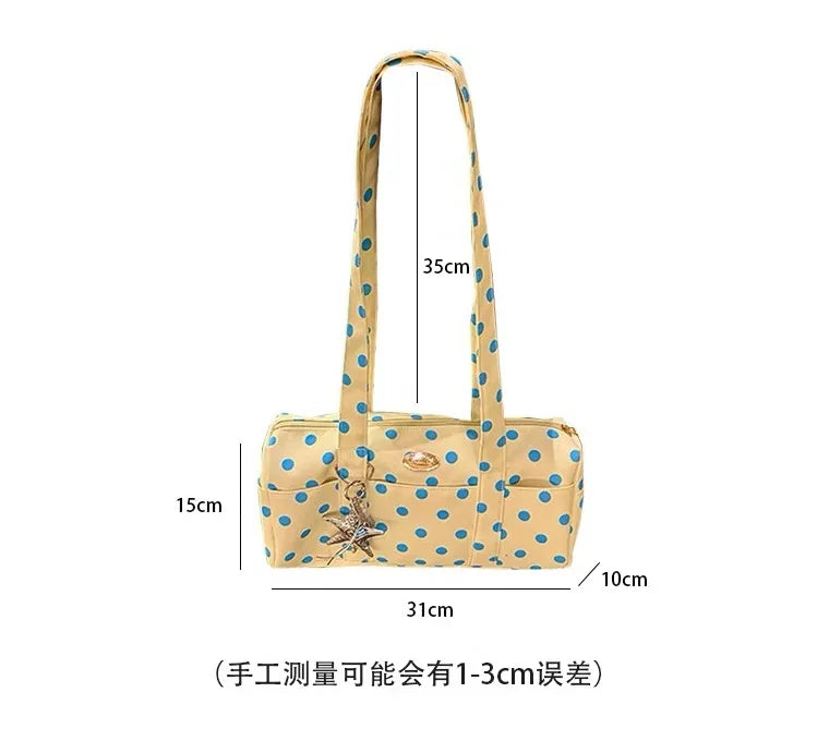Korean Style Polka Dot Shoulder Bag Women's Large Capacity Commuter Pillow Bag Underarm Bag Trendy Single Shoulder Bags