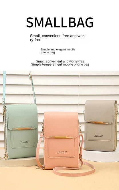 Crazy Bag Fashion Touch Screen Lock Cell Phone Bag Women's Mobile Phone Card Holder Crossbody Shoulder Bag