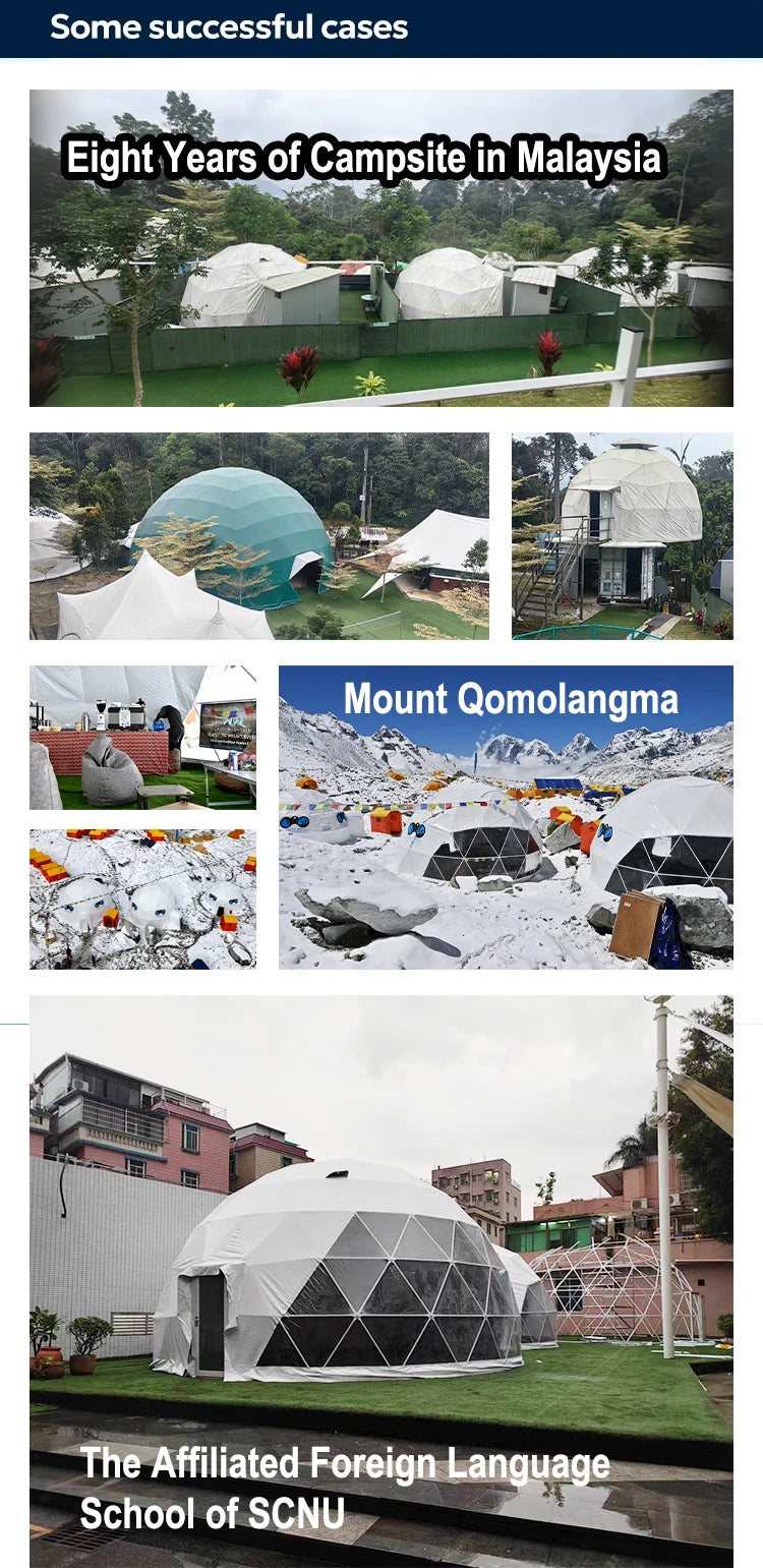 Customize Style Outdoor Glamping Luxury Hotel Tent Multi Color PVC Material Waterproof Geodesic Dome Tent for Family Camping